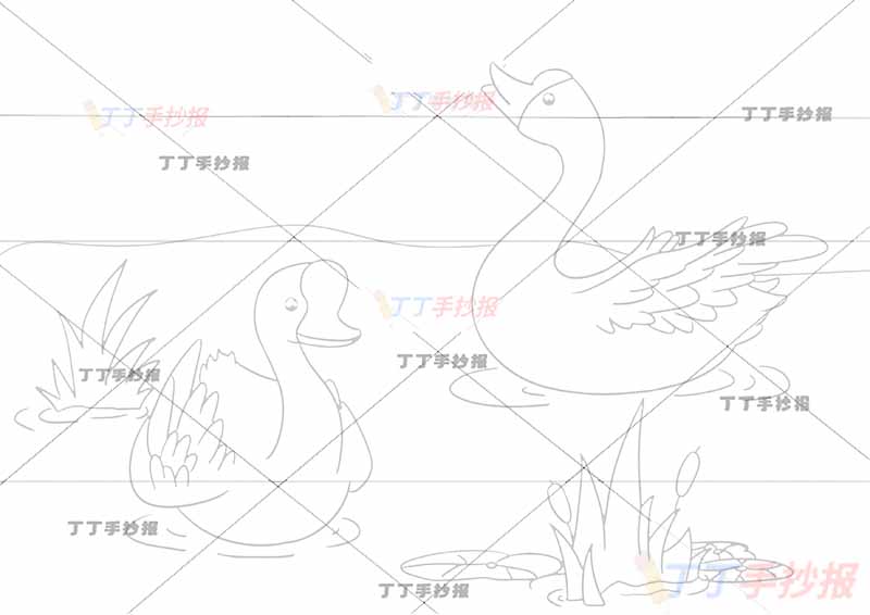 咏鹅诗配画骆宾王一年级古诗配画两只鹅可爱
