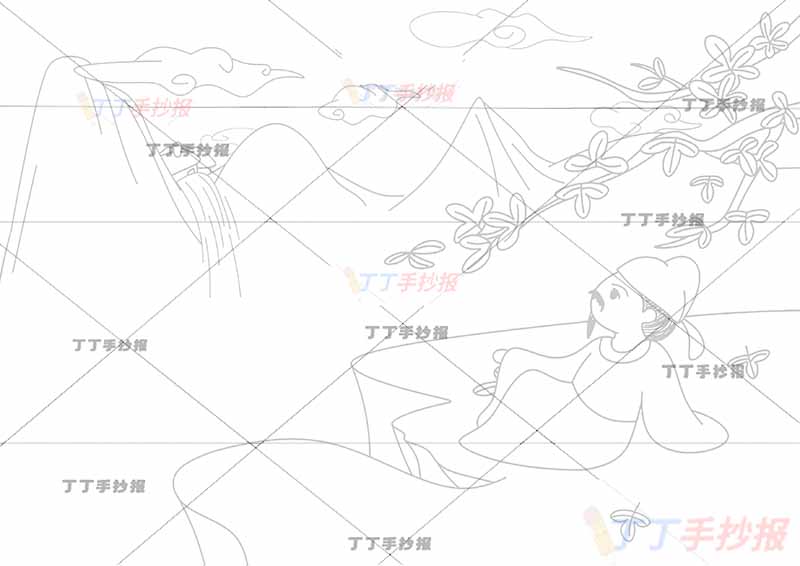 山行诗配画三年级上册杜牧古诗配画右侧枫叶