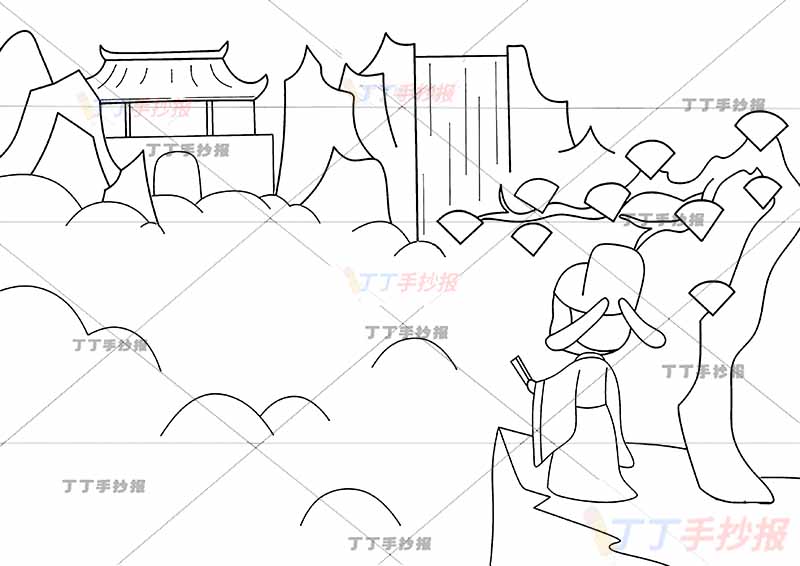 凉州词其一诗配画右侧诗人王之涣五年级古诗配画