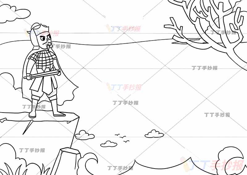 夏日绝句诗配画李清照四年级古诗配画左侧将军