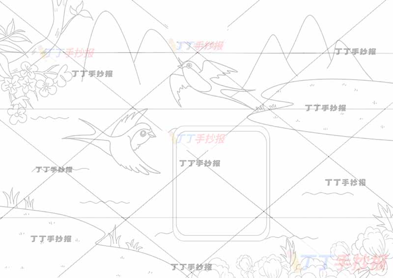 绝句诗配画中间燕子杜甫二年级下册古诗配画