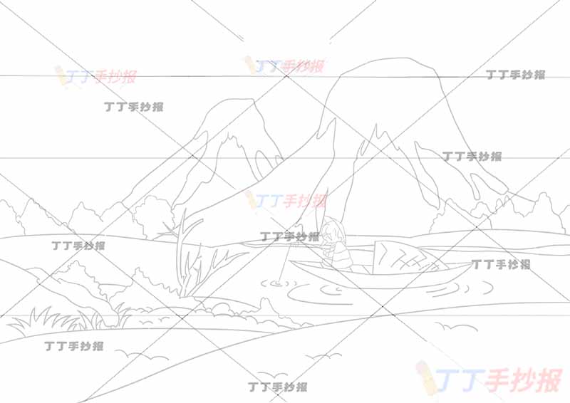 江雪诗配画柳宗元二年级上册古诗配画中间老人