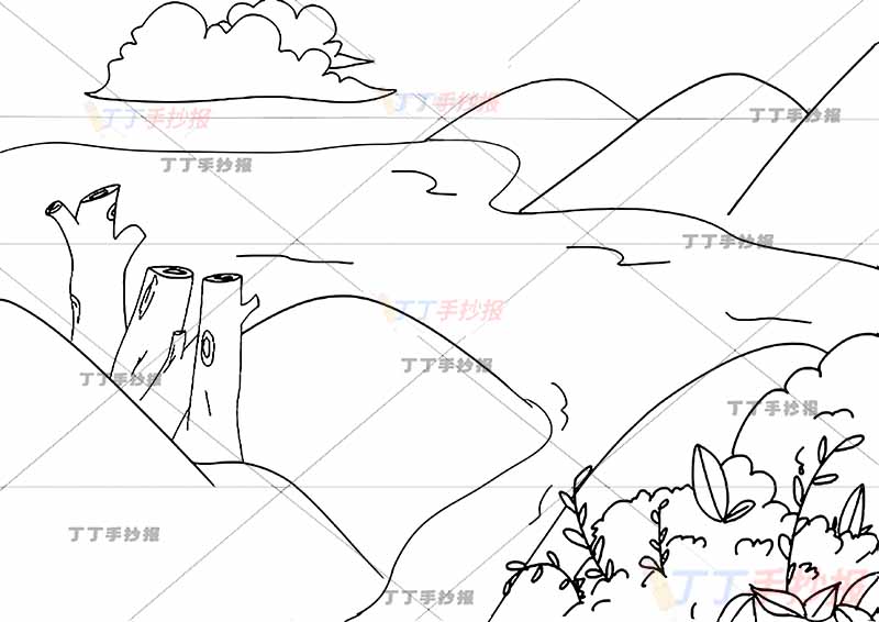 江雪诗配画无人物柳宗元二年级上册古诗配画