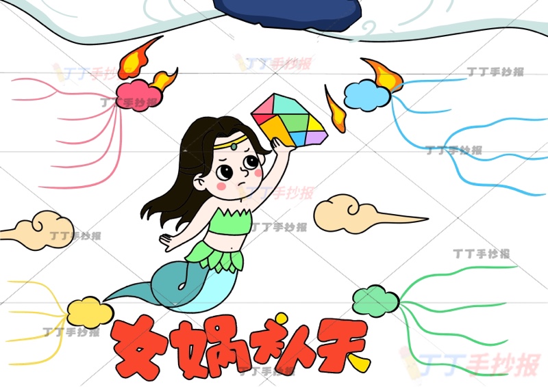 女娲补天思维导图中国古代神话故事女娲中间