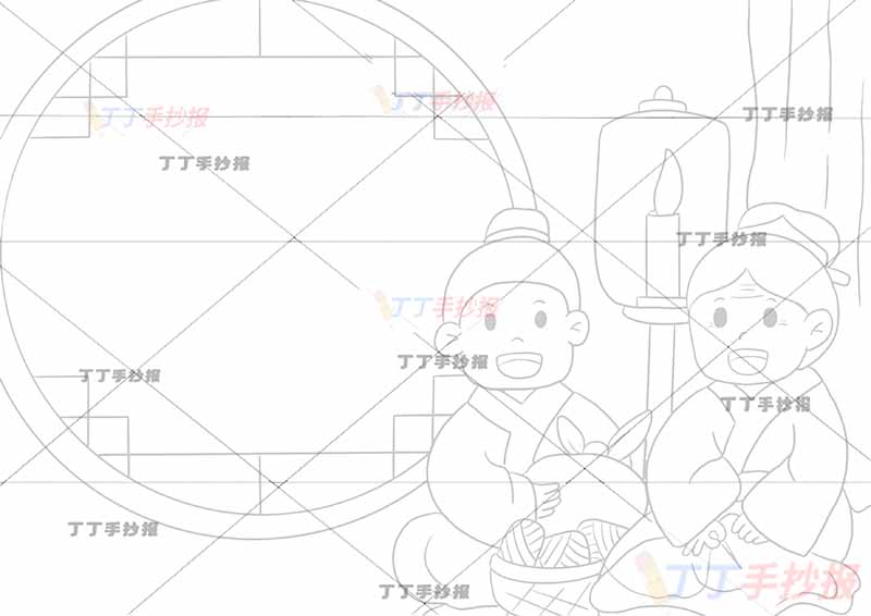 游子吟诗配画两人孟郊五年级古诗配画