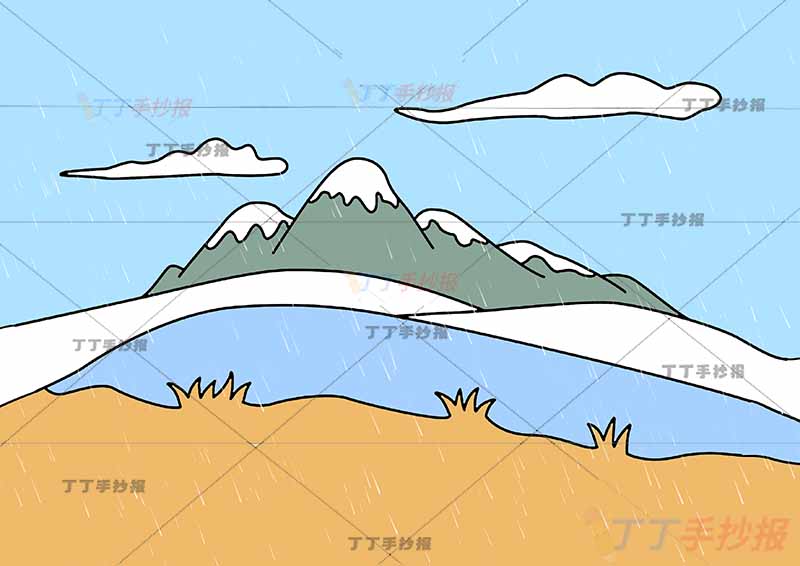 江雪诗配画简单柳宗元二年级上册古诗配画