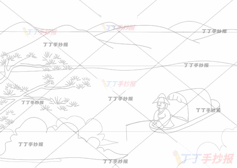 江雪诗配画柳宗元二年级上册古诗配画左侧叶
