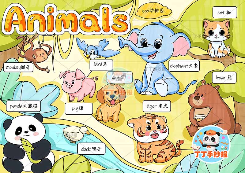 动物英语动物园英语创意漂亮