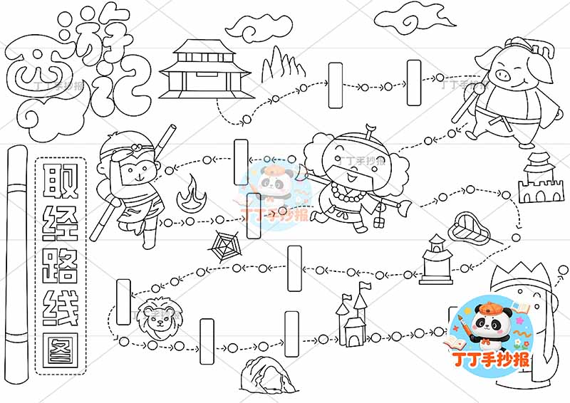 西游记取经路线图手抄报多人物