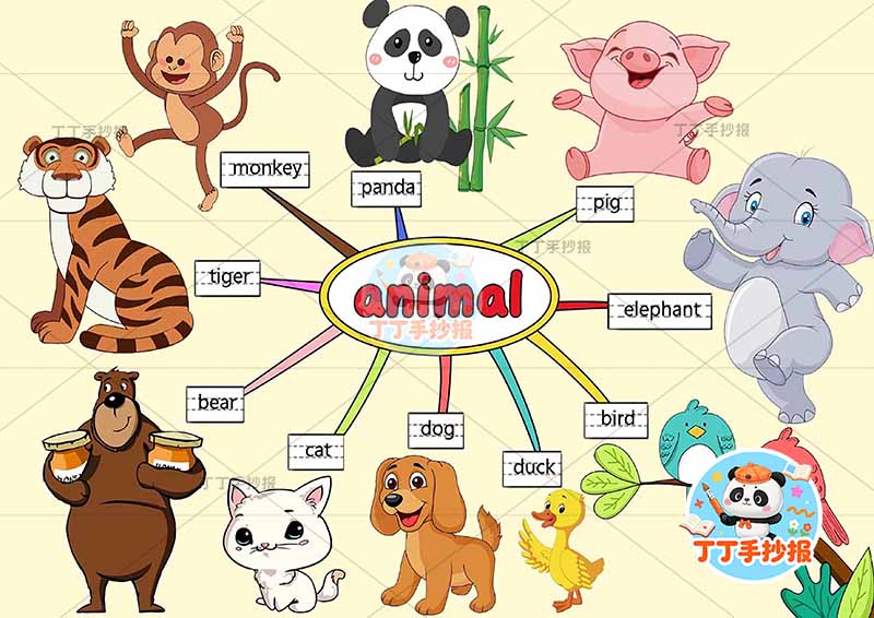 动物英语手抄报动物园英语字母边框