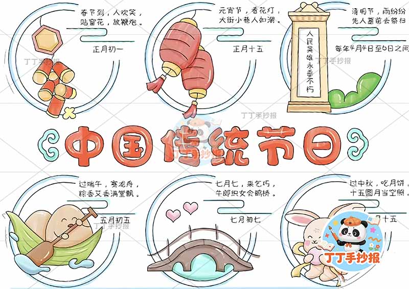 中国传统节日手抄报七节日圆形边框
