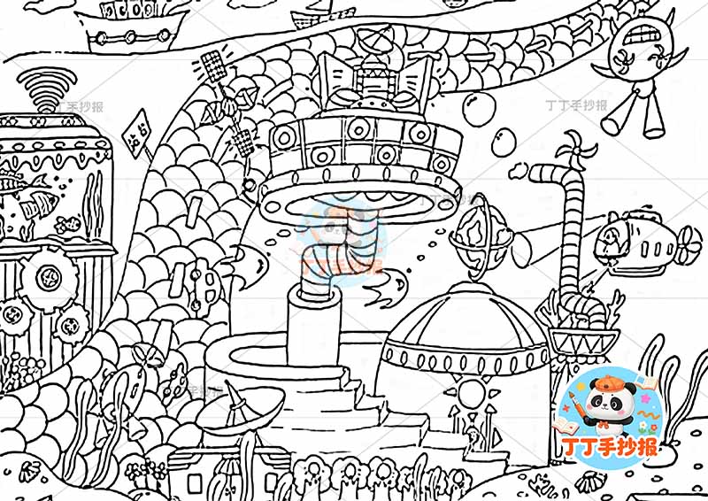 未来海底城科幻画多鱼