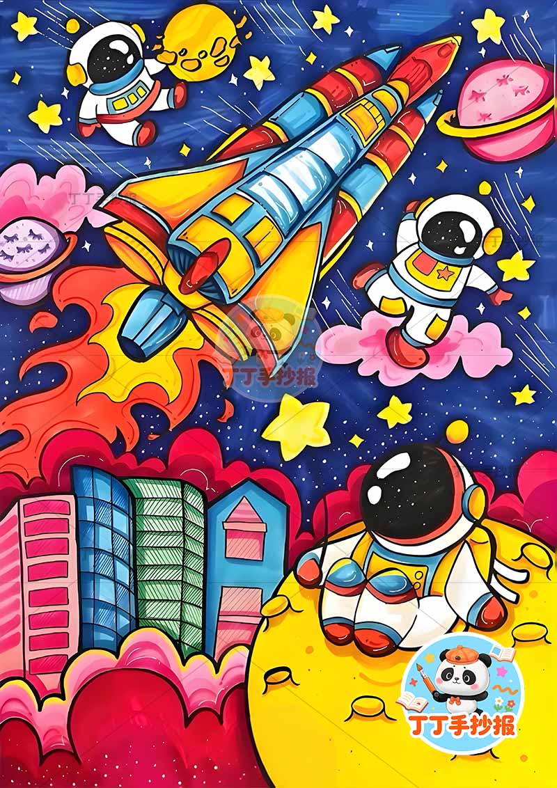 科技科幻画竖版中间大火箭