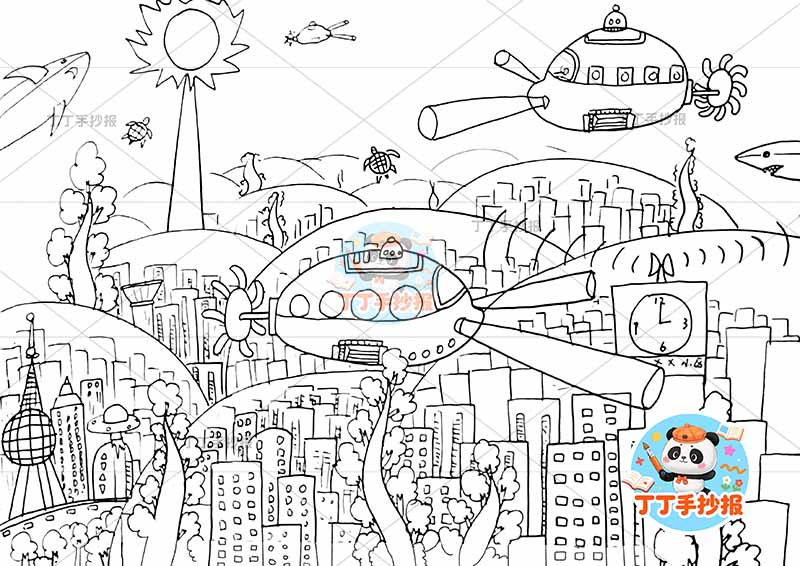 未来海底城科幻画多房屋