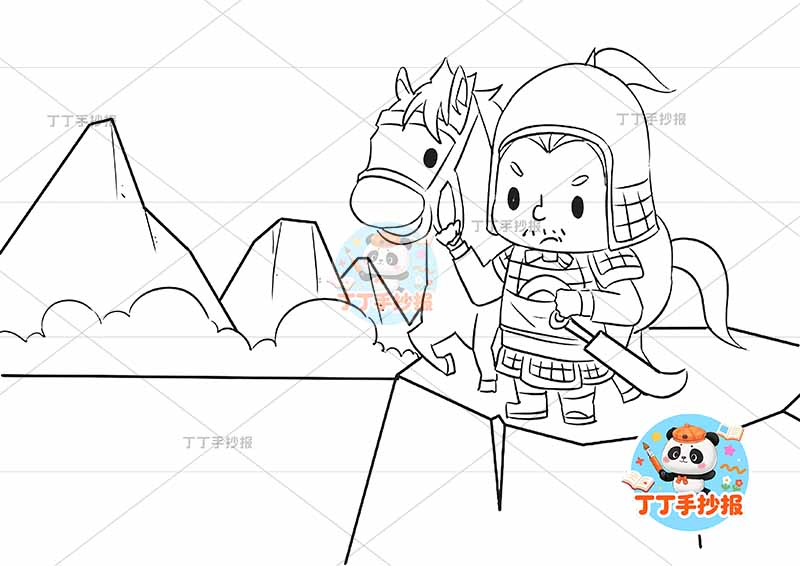 出塞诗配画四年级古诗配画右侧将军