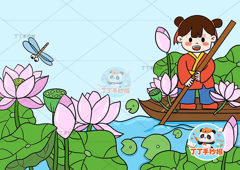 池上诗配画右侧女童池上诗配画 右侧女童