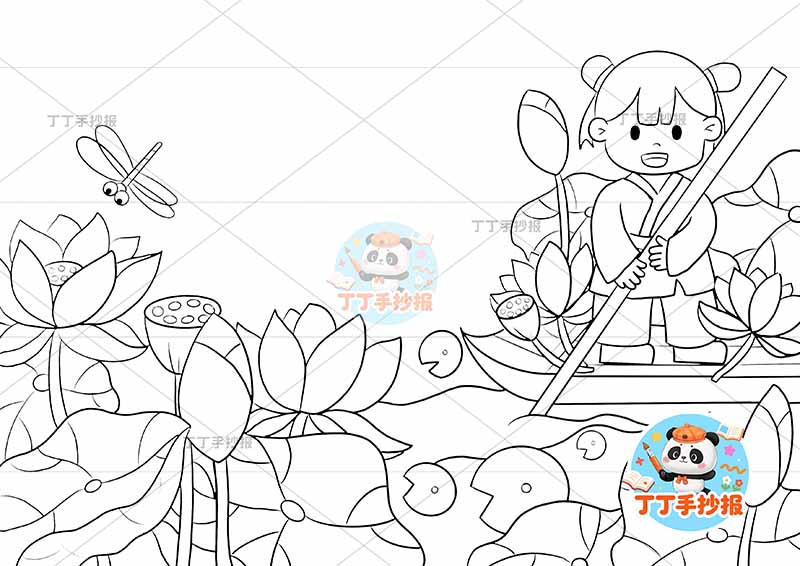 池上诗配画右侧女童池上诗配画 右侧女童