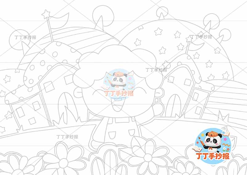 校园儿童画学校中间男孩学校