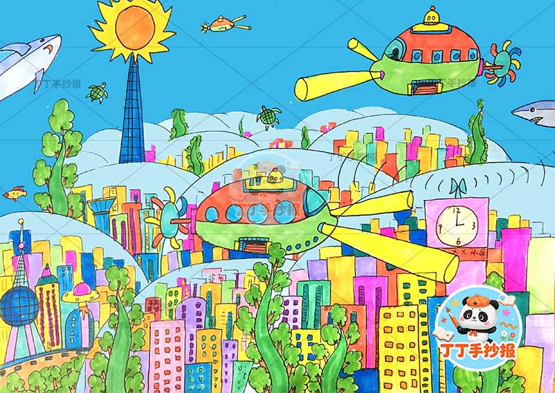 未来海底城科幻画多房屋