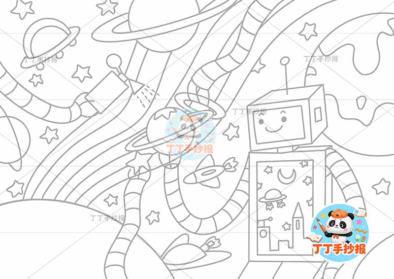 科技科幻画右侧机器人地球