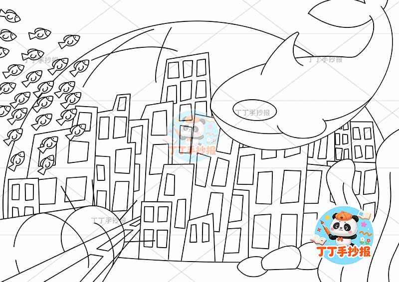 未来海底城科幻画鲸鱼海底世界