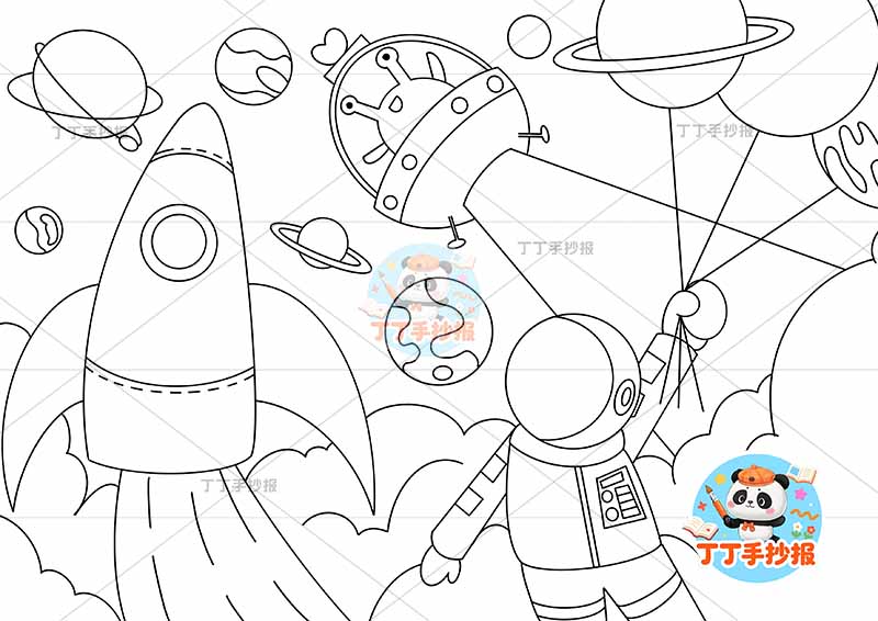 科技科幻画宇航员拿气球