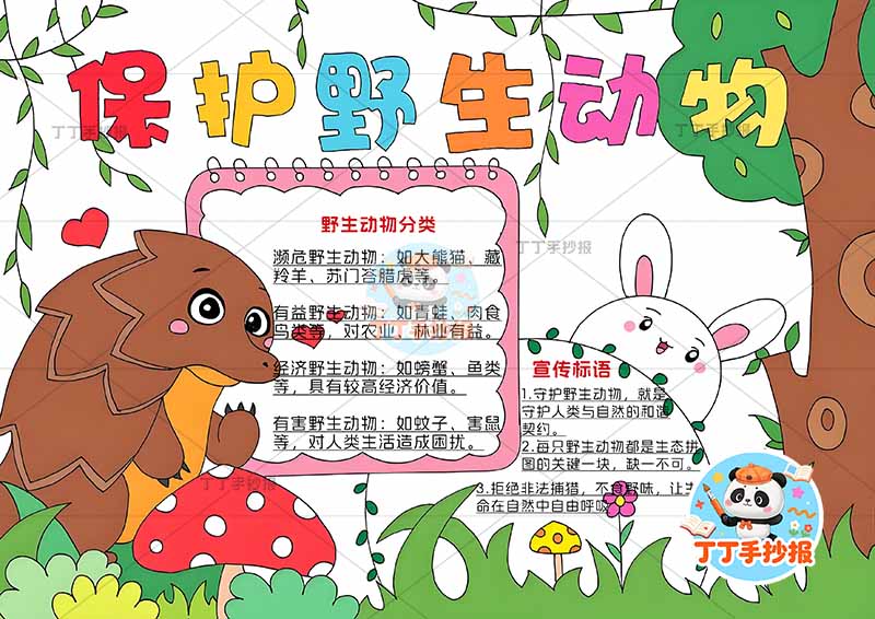 保护野生动物手抄报稀有动物濒危动物左侧穿山甲