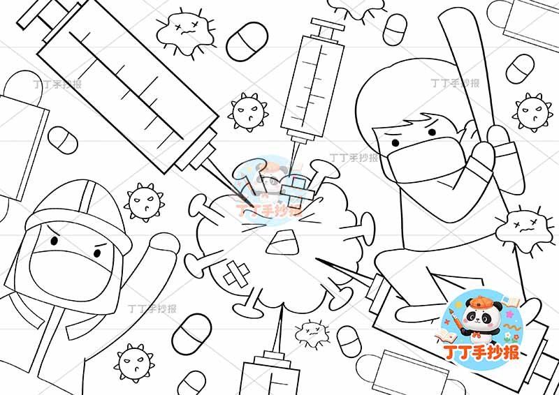 预防传染病儿童画预防疾病健康医生男孩