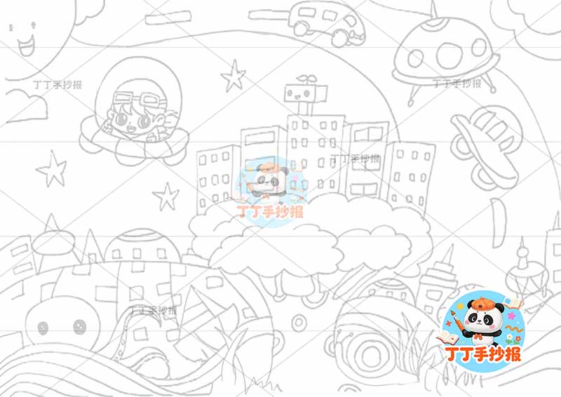 科技科幻画女孩大树房屋