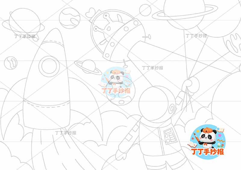 科技科幻画宇航员拿气球