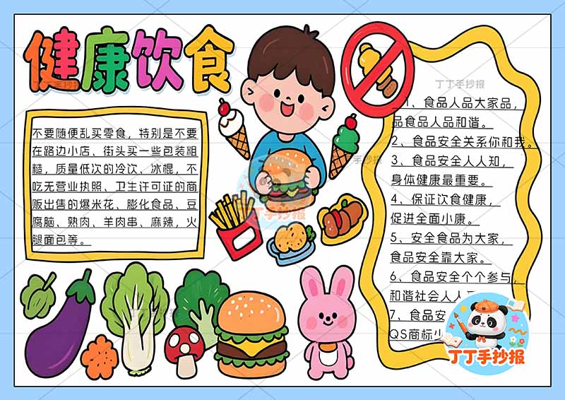 健康饮食手抄报食品安全右侧男孩2