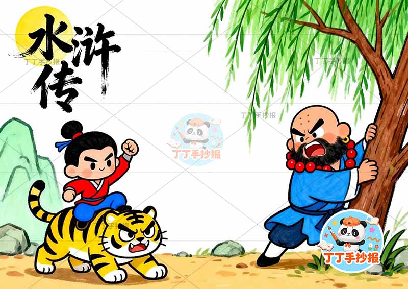 水浒传手抄报四大名著武松鲁智深2