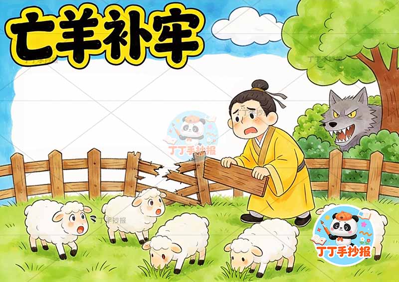 亡羊补牢手抄报右侧狼中国古代寓言故事成语故事