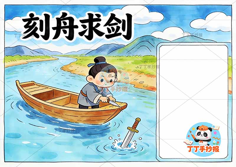 刻舟求剑手抄报左侧人中国古代寓言故事成语故事