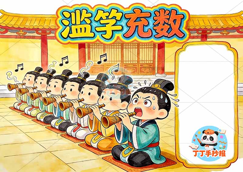 滥竽充数手抄报左侧多人2中国古代寓言故事成语故事