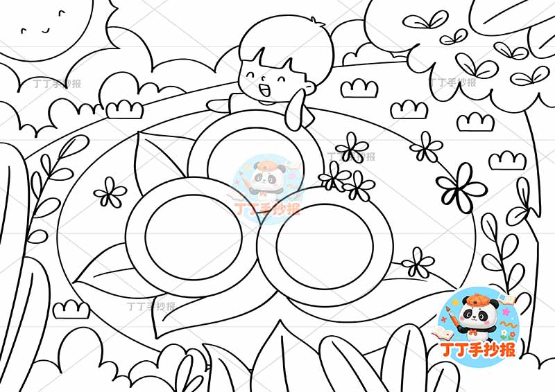 清明儿童画男青团大清明节儿童画