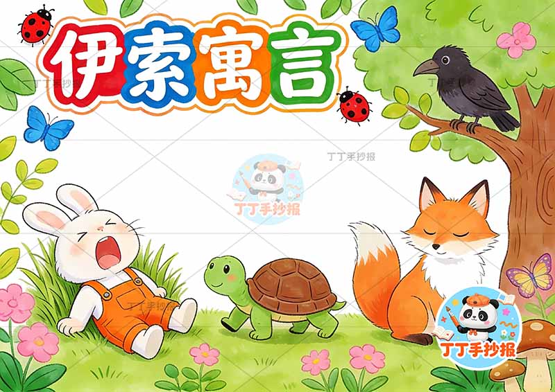 伊索寓言手抄报多动物三年级下册