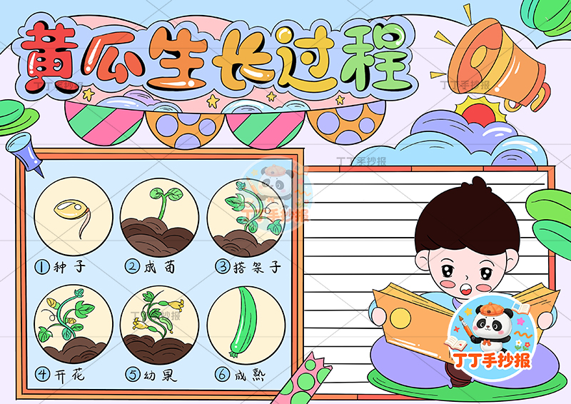 黄瓜生长过程手抄报男孩记录植物生长记录植物记录卡
