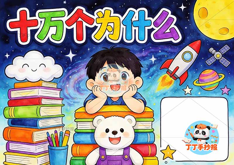 十万个为什么手抄报中间男孩小熊四年级下册必读书