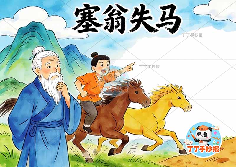 塞翁失马手抄报左侧两人中国古代寓言故事成语故事