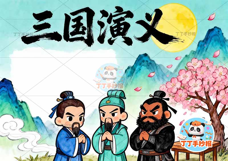 三国演义手抄报四大名著桃园三结义三人