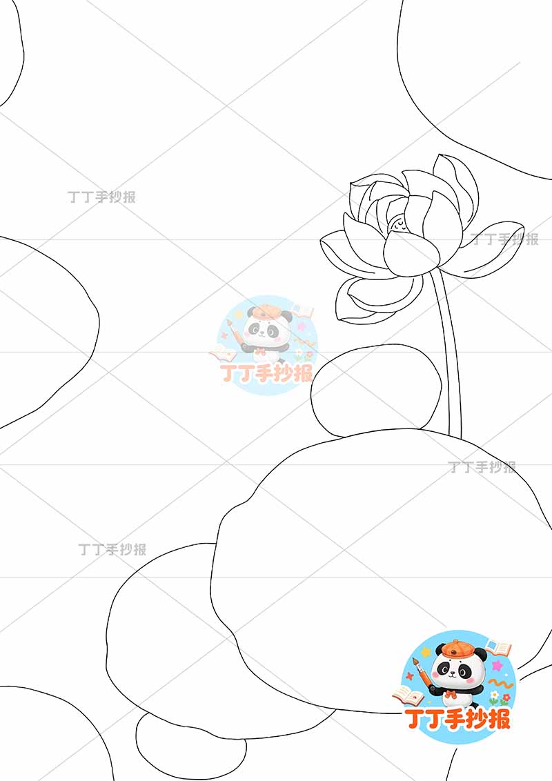 现代诗莲的心事竖版手抄报右下荷花荷叶