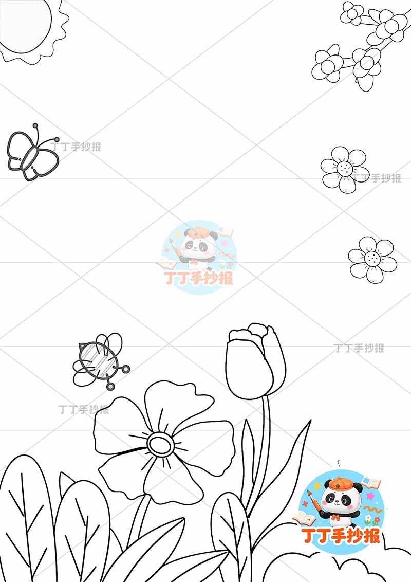 现代诗花朵开放的声音竖版手抄报红色花