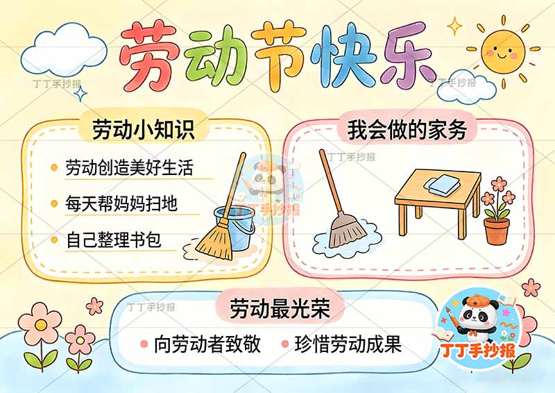 劳动节快乐手抄报简单三边框2