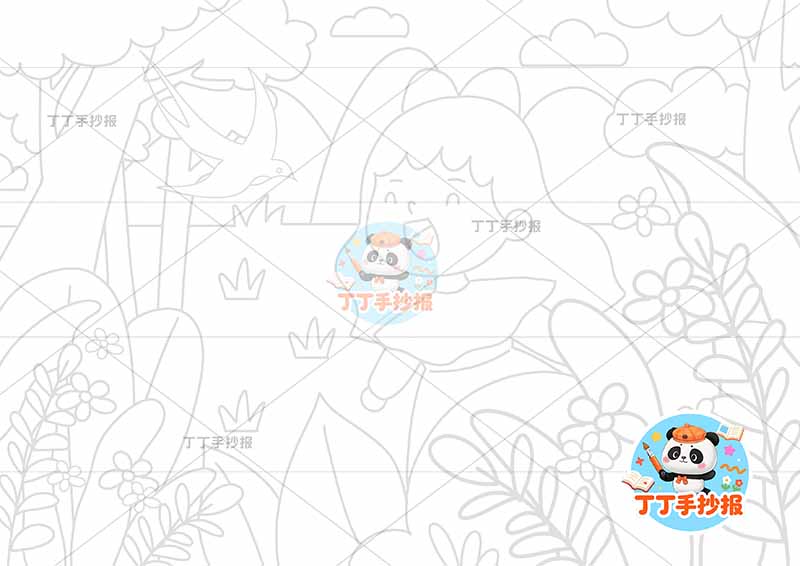 春天儿童画女孩唱歌燕子春游踏青踏春