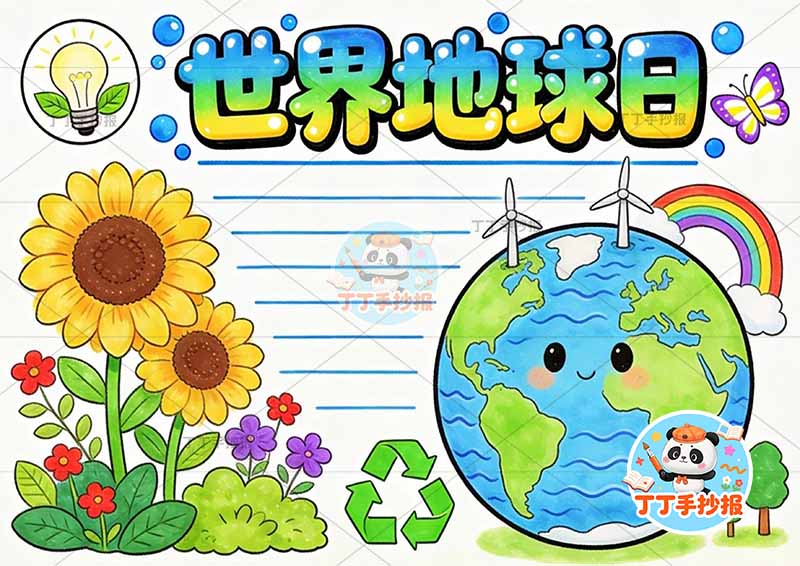 世界地球日手抄报地球无人物可爱