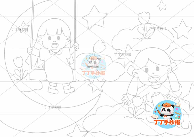 我的梦想儿童画理想两女孩