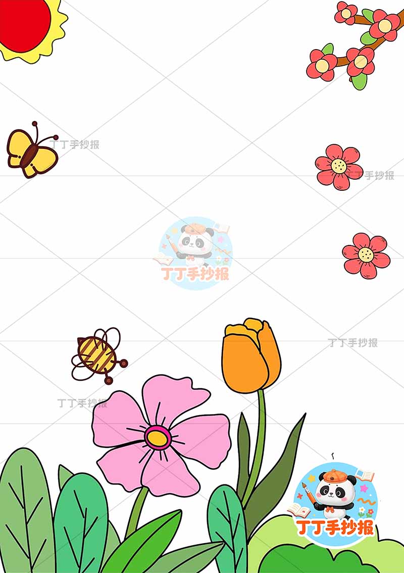 现代诗花朵开放的声音竖版手抄报红色花