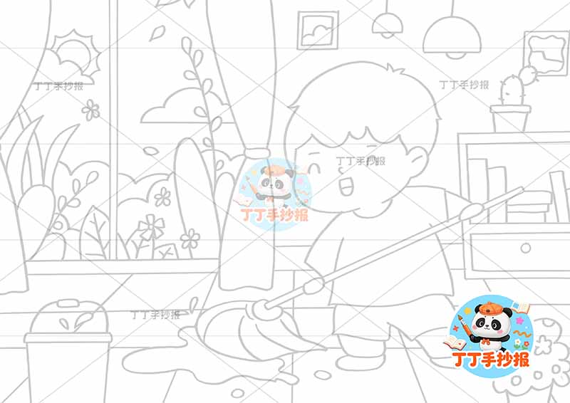 劳动节儿童画家务劳动