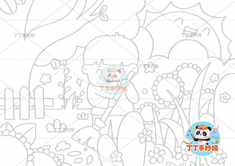 劳动节儿童画家务中间男孩扫地